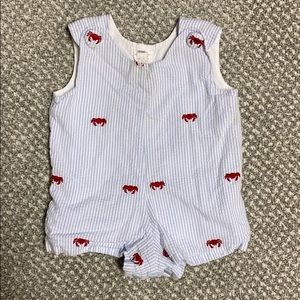 Light Blue Seersucker Jon Jon Romper Overalls